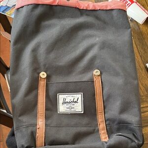 Herschel Supply Company Black Backpack with Tan Accents and Red Trim